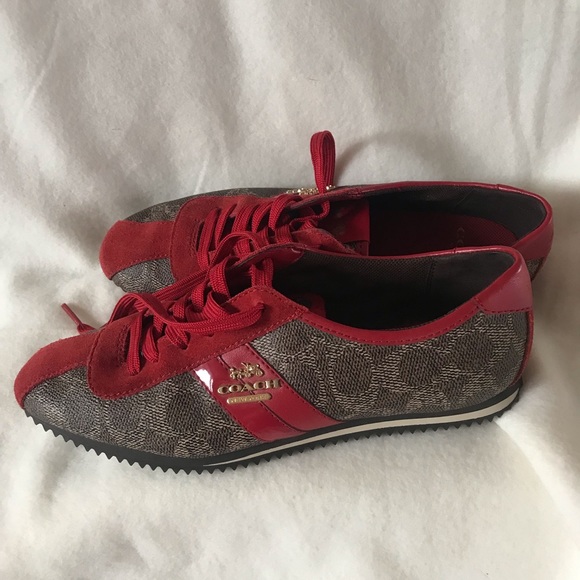 Coach red and brown sneakers - Picture 1 of 13